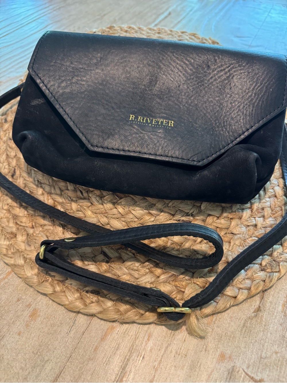 R.Riveter Black Leather Crossbody Bag